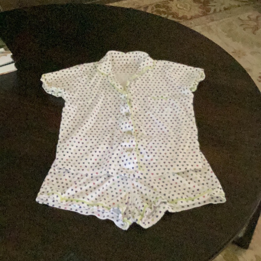 Disco Hearts Polo Pajamas rainbow EUC